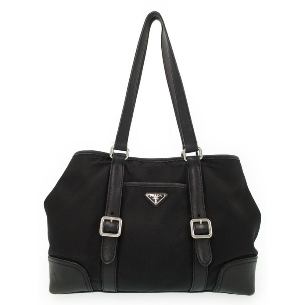 Prada Tessuto shoulder bag leather trim Black